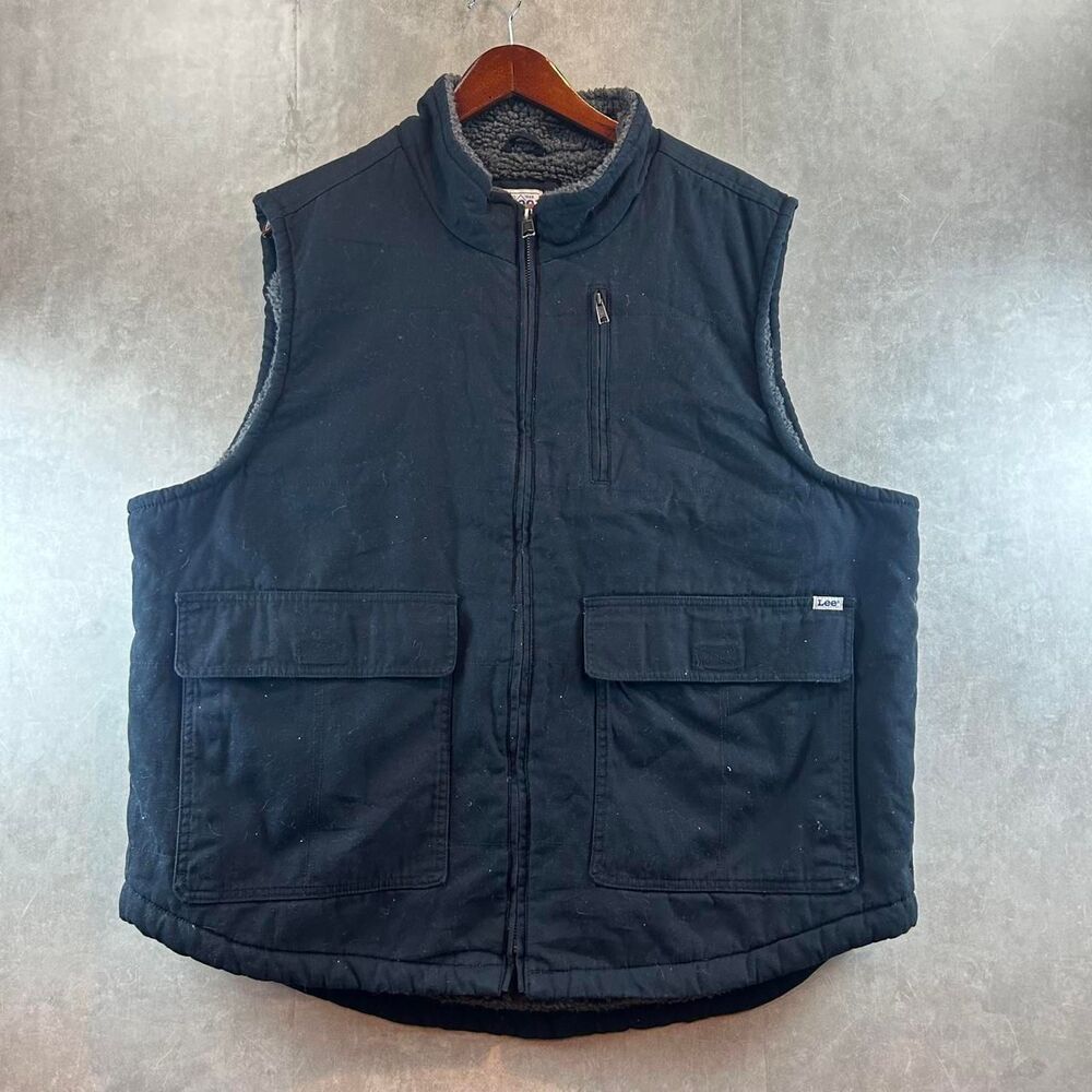 Lee Men's Black and Navy Gilet
